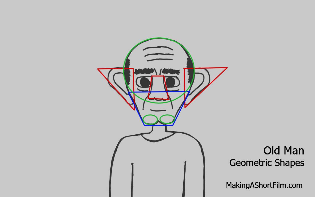 Geometric shapes overlaid over the face of the Old Man